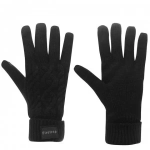 Image of Firetrap Cable Knit Gloves Mens - Black