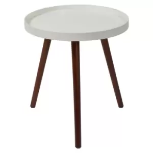 Image of Pacari Dark Pine Wooden Leg Round Side Table White