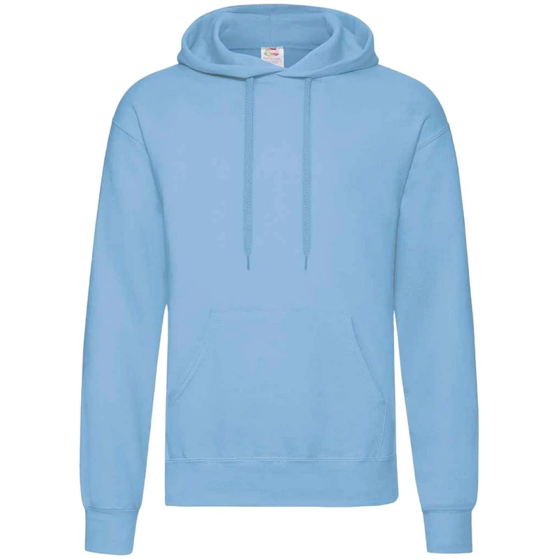 Image of Fruit of the Loom Mens Classic Hooded Sweatshirt in Light Blue Size: Small Light Blue Male S