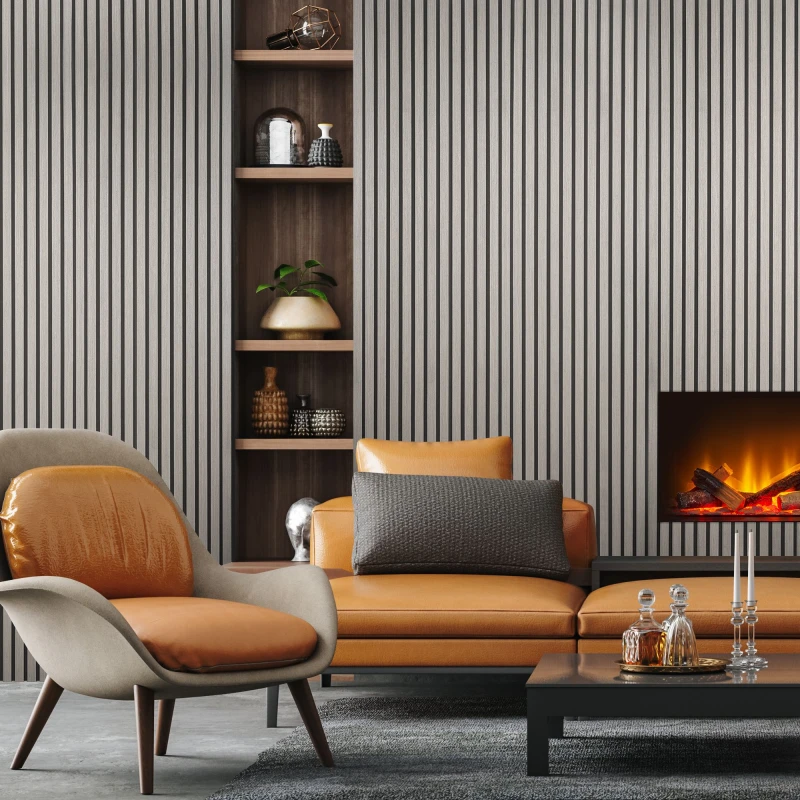 Image of Fuse Acoustic Wall Panels Acoustic Wooden Wall Panel in Grey Oak, 2.4m x 0.6m Grey Unisex