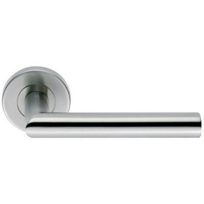 Image of Loops PAIR Mitred Round Bar Handle Ringed Design Conceled Fix Satin Steel Metallics