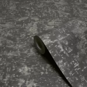 Image of Paoletti Luxe Symphony Black Embossed Metallic Vinyl Wallpaper