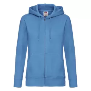 Image of Fruit Of The Loom Ladies Lady-Fit Hooded Sweatshirt Jacket (XS) (Azure Blue)