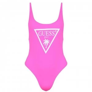 Image of Guess Guess Beach Logo Swimsuit - Pink G6Q1