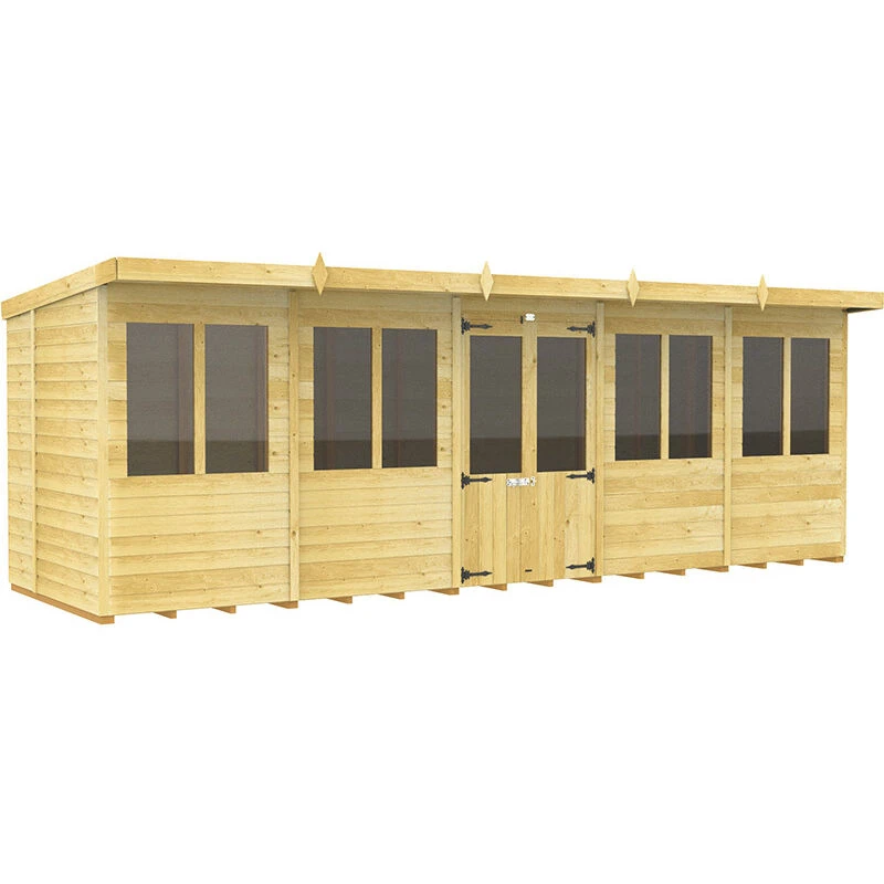 Image of Flat Pack Sheds DIY Sheds 20 x 8 Pent Summer House, Brown 20X8PSHFF