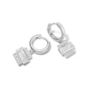 Image of Daisy London 925 Sterling Silver Beloved White Topaz Baguette Drop Earrings Sterling Silver