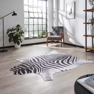 Image of Faux Zebra Print Rug Black/White