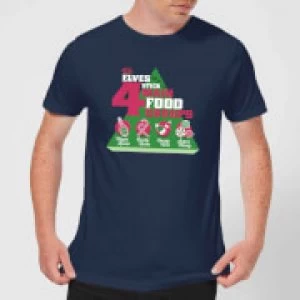 Image of Elf Food Groups Mens Christmas T-Shirt - Navy - S