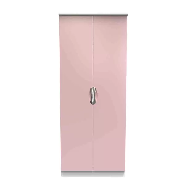 Image of Welcome Furniture Ready Assembled Camden 2 Door Mirrored Robe In Kobe Pink & White