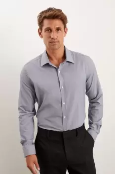 Image of Mens Navy Slim Fit Mini Puppytooth Shirt