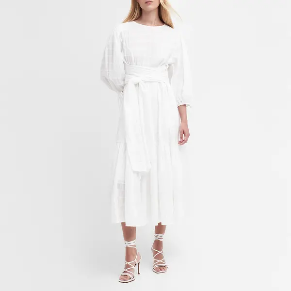 Image of Barbour Kelburn Cotton-Blend Seersucker Gauze Midi Dress - UK 16