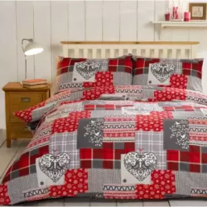 Image of Rapport Home Furnishings Rapport Home Alpine Patchwork Duvet Set Red Double
