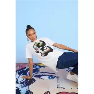 Image of I Saw It First Artist Collaboration White Plus Size D13ego I Bite Lip Graphic Oversized Sweatshirt - White