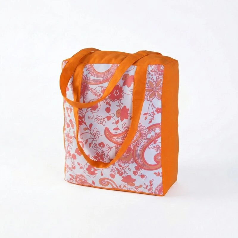 Image of Homescapes Cotton Pure Paisley Design Shopping Bag, 36 x 43 x 11cm Orange unisex