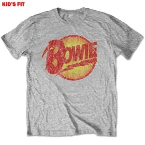 Image of David Bowie - Vintage Diamond Dogs Logo Kids 9 - 10 Years T-Shirt - Grey
