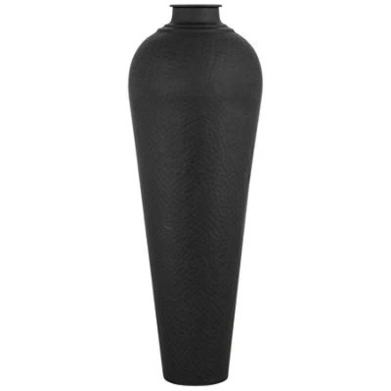 Image of Love Lace Matt Black Large Hammered Vase With Lid Black