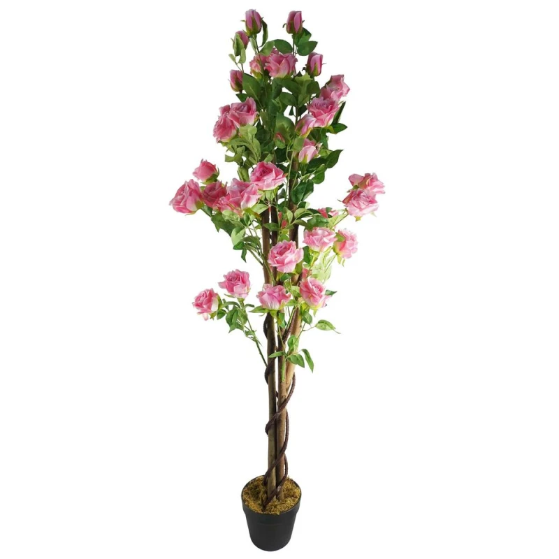 Image of Leaf Design 150cm Artificial Pink Rose Tree