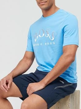 Image of Hugo Boss Athleisure Tee 1 Large Logo T-Shirt Open Blue Size M Men