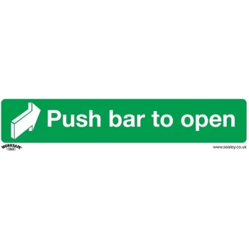 Image of SS29P10 Safe Conditions Safety Sign - Push Bar To Open - Rigid Plastic - Pack of 10 - Sealey