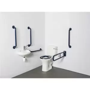 Image of Close coupled Doc M toilet pack steel exposed fixings dark blue