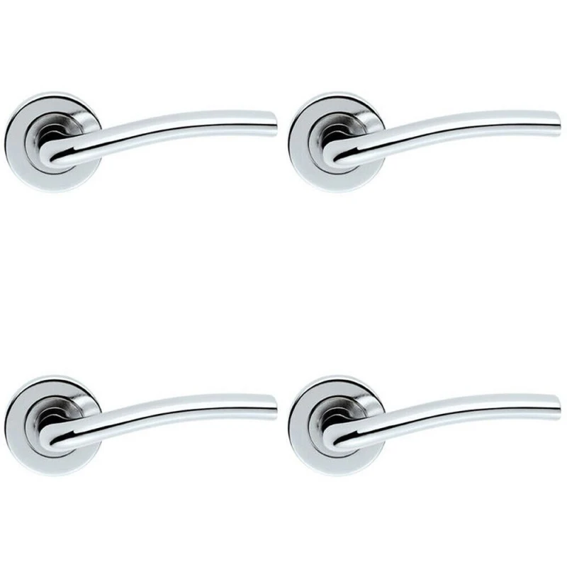 Image of Loops 4x PAIR Raised Lever with Smooth Edges Concealed Fix Round Rose Polished Chrome Multi