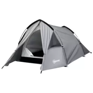 Image of Outsunny 1-2 Person Camping Dome Tent with Porch - Grey
