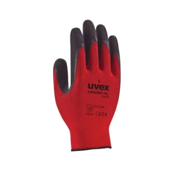 Image of Unigrip PL 6628 Latex-Coated Safety Gloves, Red, Size L - Uvex