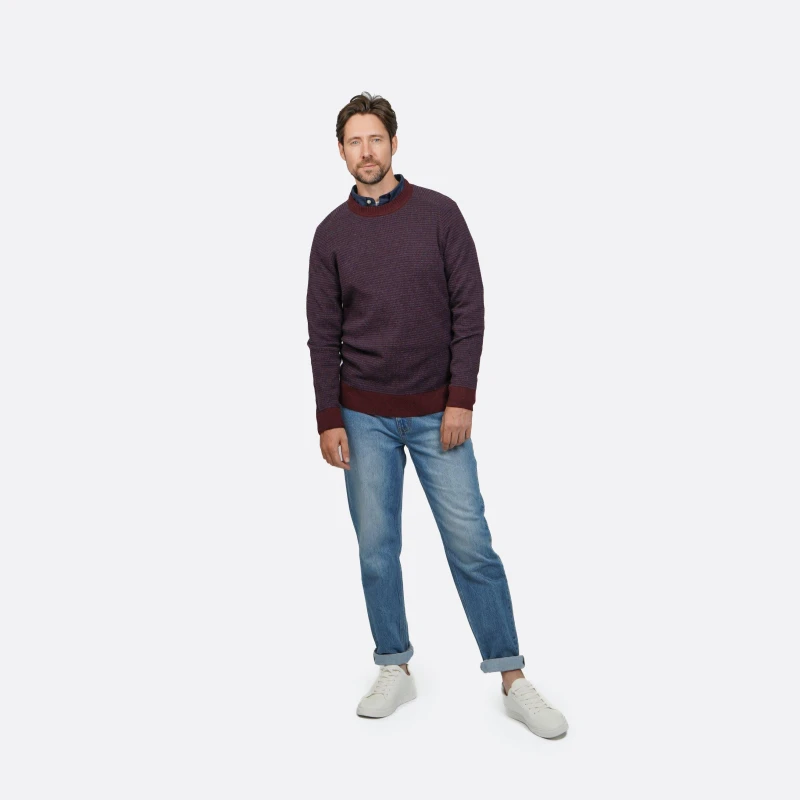 Image of Howick Howick Textured Crew Jumper - Blue Blue L