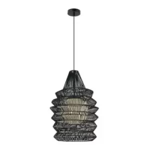 Image of Larissa Varosha Rattan Ceiling Pendant Light Black