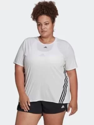 Image of adidas Train Icons 3-stripes Tee (plus Size), White/Black, Size 2X, Women