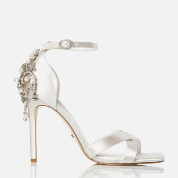 Image of Dune Womens Maridel Satin Heeled Sandals - Ivory - UK 4