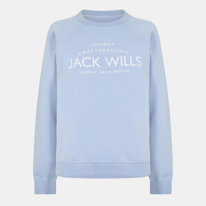 Image of Jack Wills Hunston Graphic Crew Neck Sweatshirt Soft Blue female 6 (2XS)