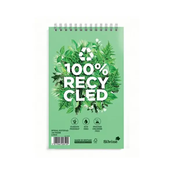 Image of Silvine Silvine Premium Recycled Reporters Notebook 125x203mm 160 Pages (Pack of 3) R100-P R100-P