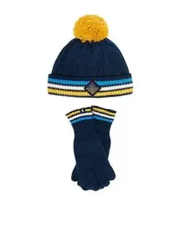 Image of Joules Boys Hartlow Knitted Hat & Glove Set - Navy
