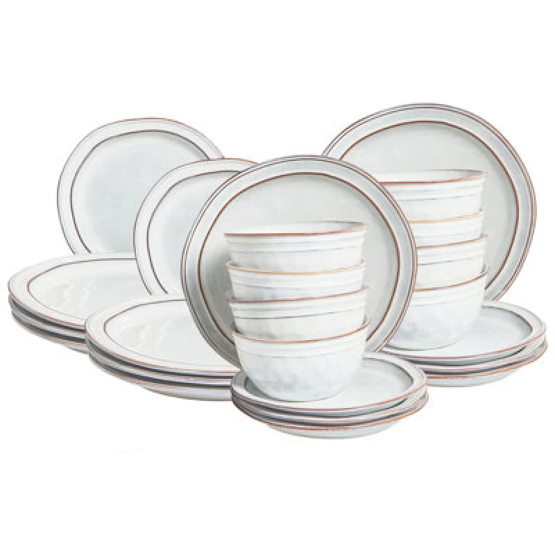 Image of Beliani Set Of 24 Dinnerware Chives Stoneware Light Grey