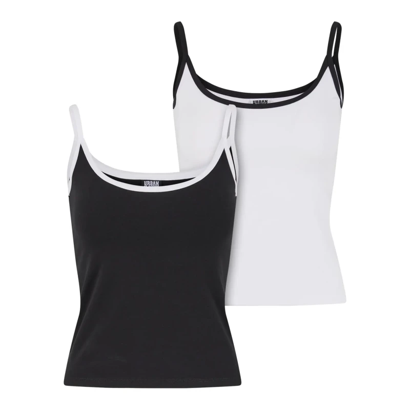 Image of Urban Classics Womens tank top Urban Classics Contrast Basic (x2) Noir Female M