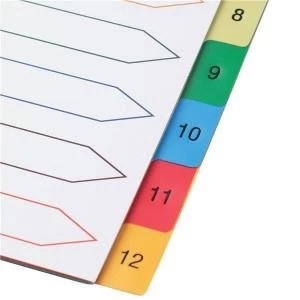 Image of Elite A4 File Index Multicoloured Tabs Polypropylene 1 12 White 940198