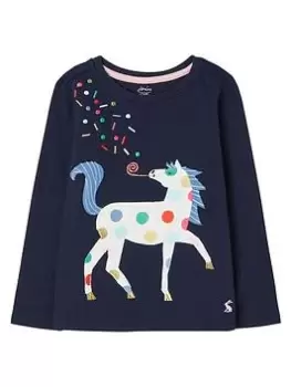 Image of Joules Girls Ava Horse Long Sleeve Tshirt - Navy, Size Age: 4 Years, Women