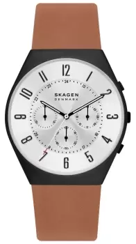 Image of Skagen SKW6823 Mens Grenen Chronograph Medium Brown Leather Watch
