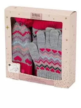 Image of Totes Knitted Hat, Snood And Glove Set - Pink