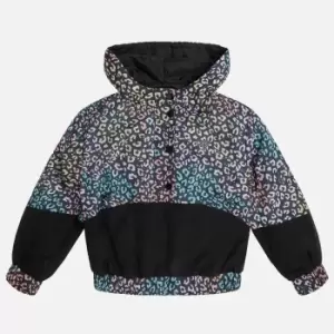 Image of Guess Girls Leopard-Print Logo-Print Shell Jacket - 12 Years