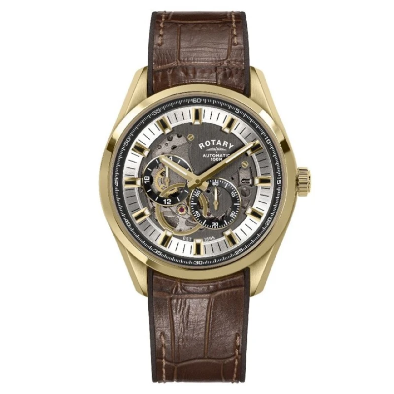 Image of Rotary RGS10006/01 Seamatic Eclipse Automatic Brown Leather Strap Watch - W13305