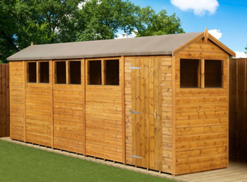 Image of Empire Sheds Empire Modular Apex 4X18 Dipped Treated Tongue And Groove Wooden Garden Shed Windows (4' X 18' / 4ft X 18ft) (4X18)
