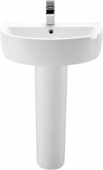 Image of Wickes Style Ceramic Basin with Full Pedestal - 600mm