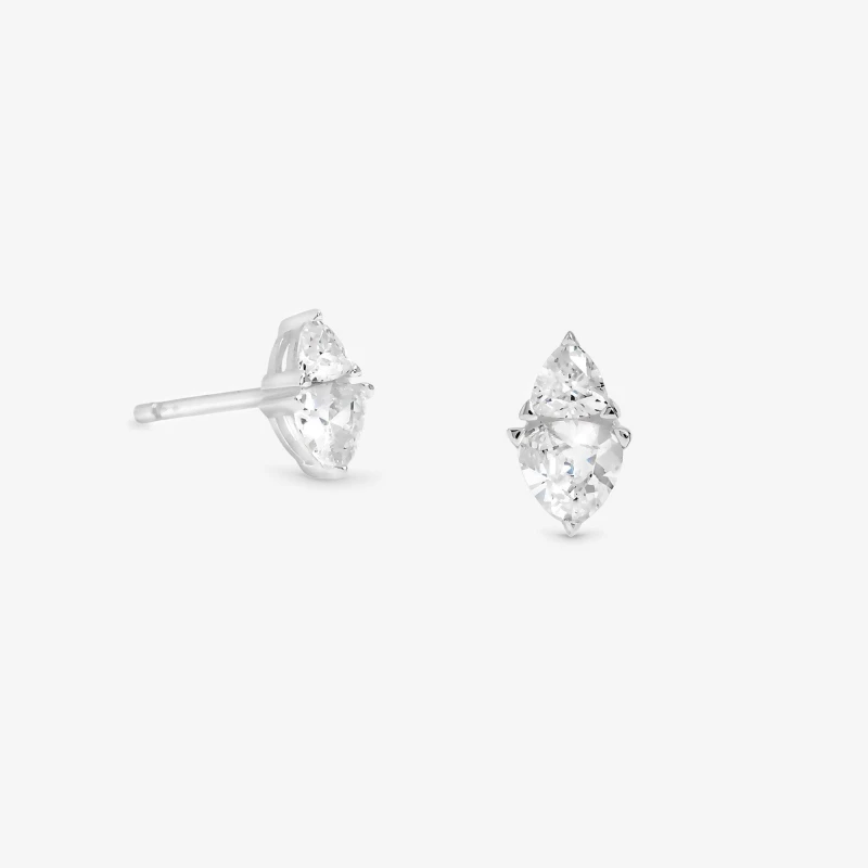 Image of Simply Silver Sterling Silver 925 CZ Stud Earrings Silver female One Size