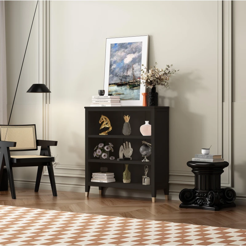 Image of Cabinet Bits Palazzi 3 Tier Bookcase H97 W89 D25cm in Black Unisex