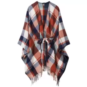 Image of Joules Womens Janey Blanket Scarf Navy Orange Check
