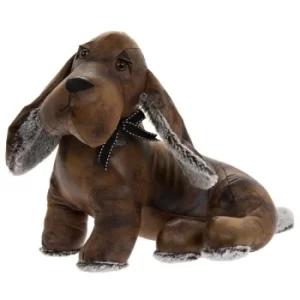 Image of Lesser & Pavey Faux Leather Sitting Dachshund Sausage Dog Doorstop