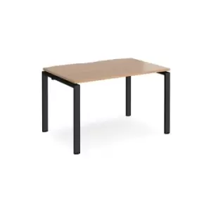 Image of Bench Desk Single Person Starter Rectangular Desk 1200mm Beech Tops With Black Frames 800mm Depth Adapt