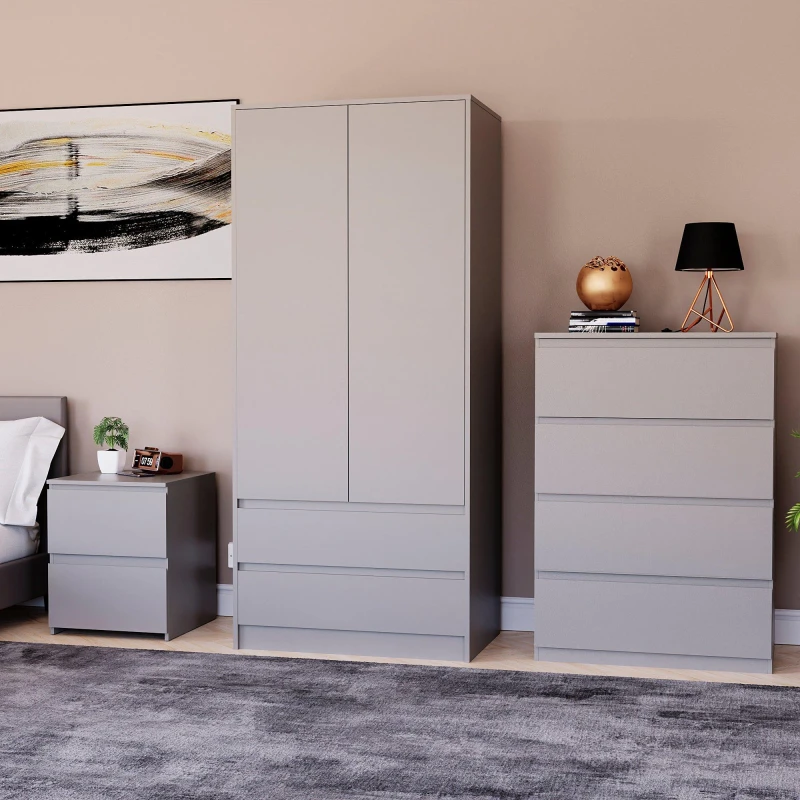 Image of Lassic Vida Designs 3 Piece Denver Bedroom Set 2 Grey unisex One Size